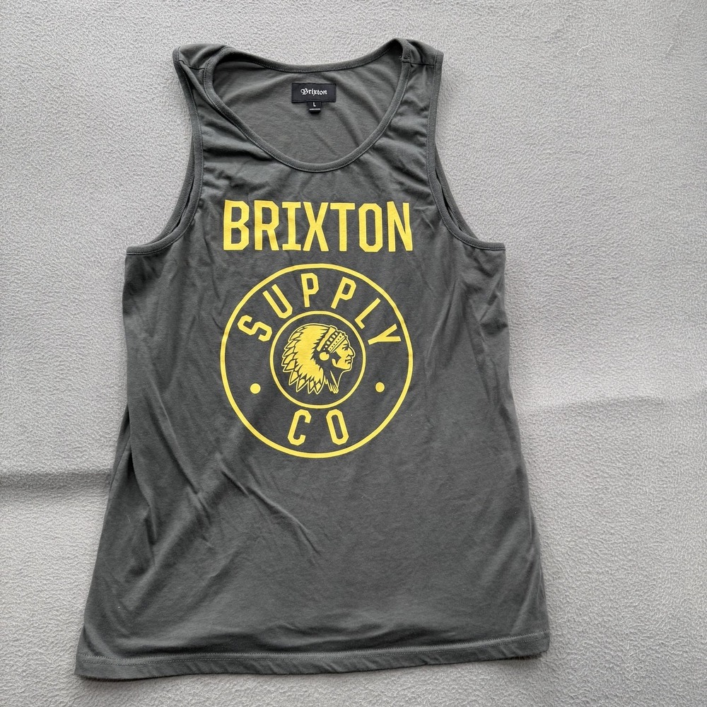 Brixton Shirt Mens Large Gray Brixton Supply Co Graphic Tank Top Sleeveless